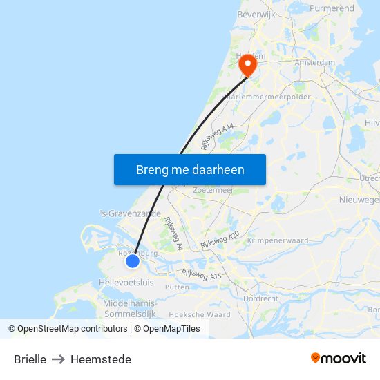 Brielle to Heemstede map