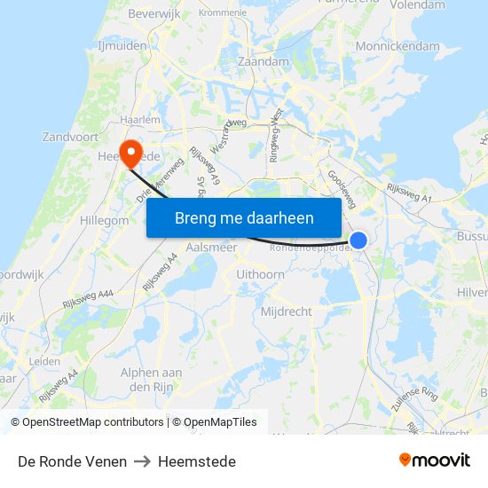 De Ronde Venen to Heemstede map