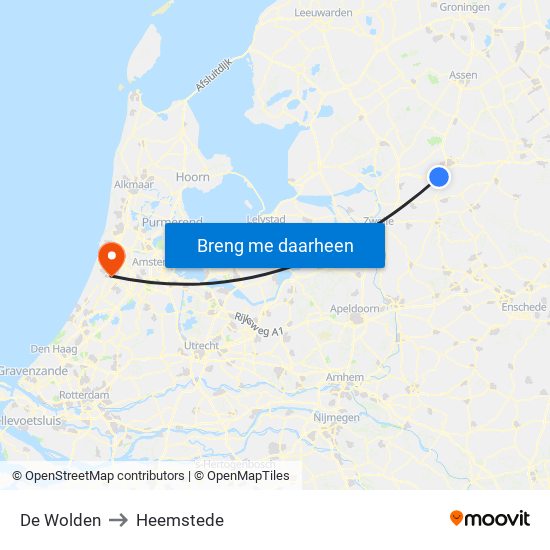 De Wolden to Heemstede map
