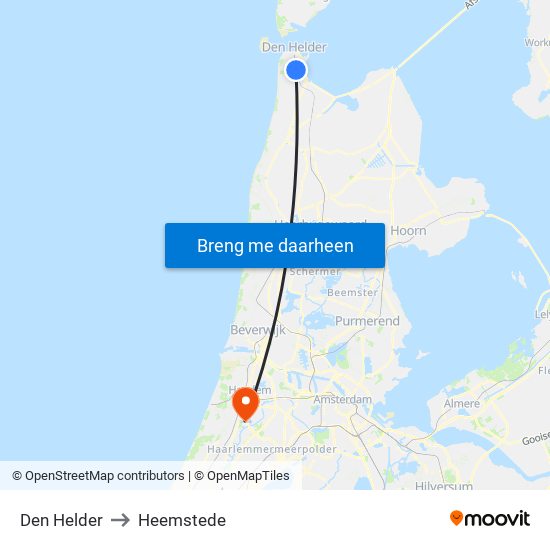 Den Helder to Heemstede map