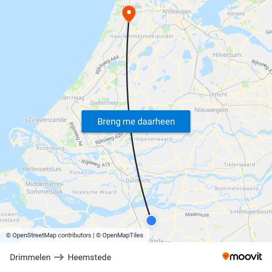 Drimmelen to Heemstede map