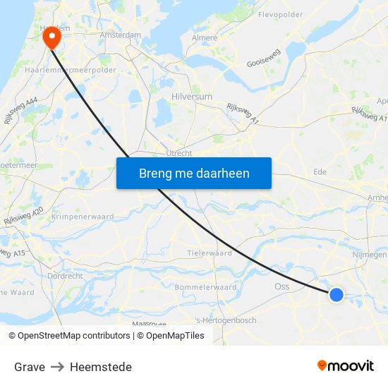 Grave to Heemstede map
