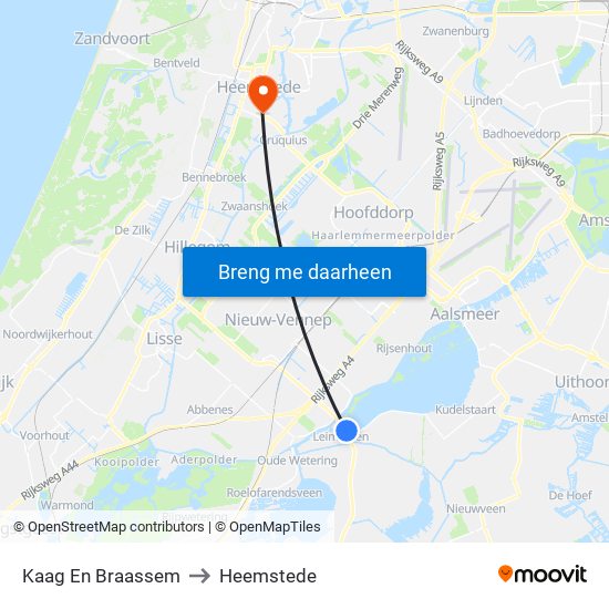 Kaag En Braassem to Heemstede map