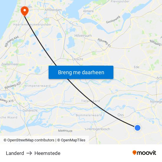 Landerd to Heemstede map