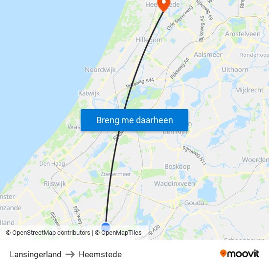 Lansingerland to Heemstede map