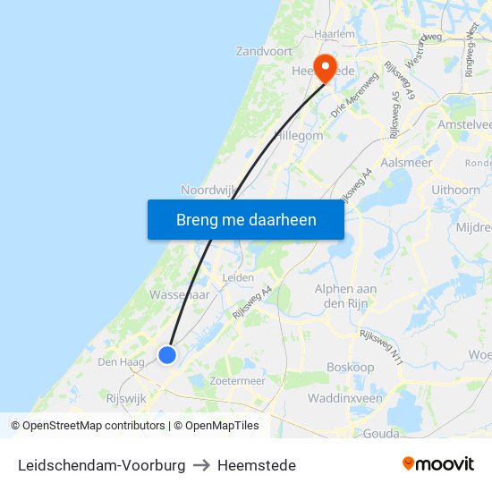 Leidschendam-Voorburg to Heemstede map