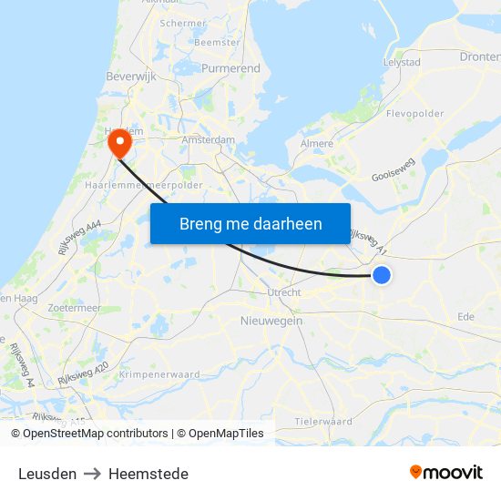 Leusden to Heemstede map