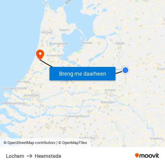 Lochem to Heemstede map