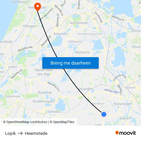 Lopik to Heemstede map