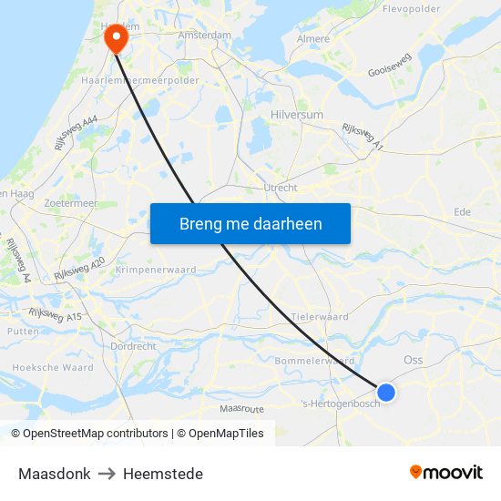 Maasdonk to Heemstede map