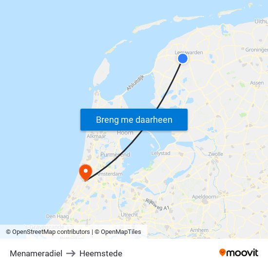 Menameradiel to Heemstede map