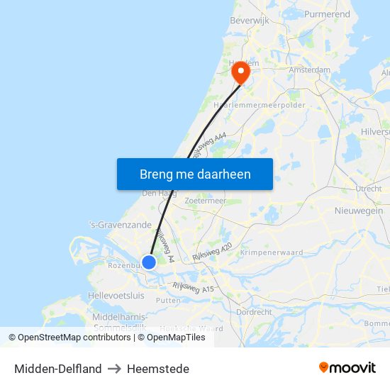Midden-Delfland to Heemstede map