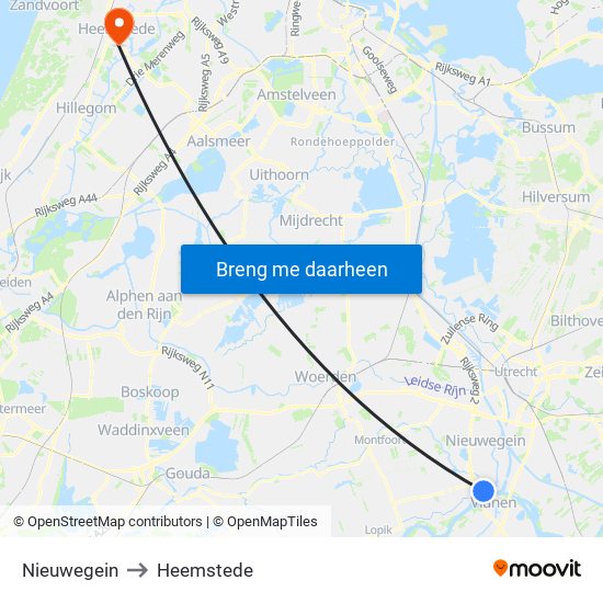 Nieuwegein to Heemstede map