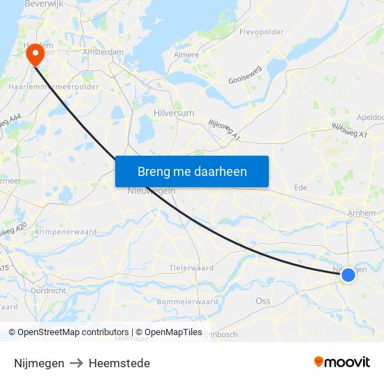Nijmegen to Heemstede map
