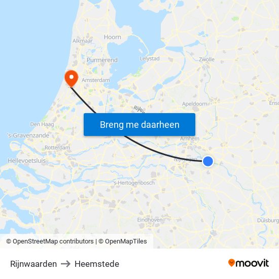 Rijnwaarden to Heemstede map