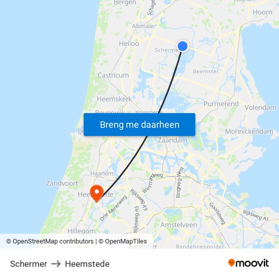 Schermer to Heemstede map