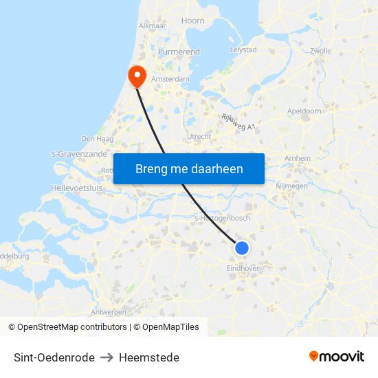 Sint-Oedenrode to Heemstede map