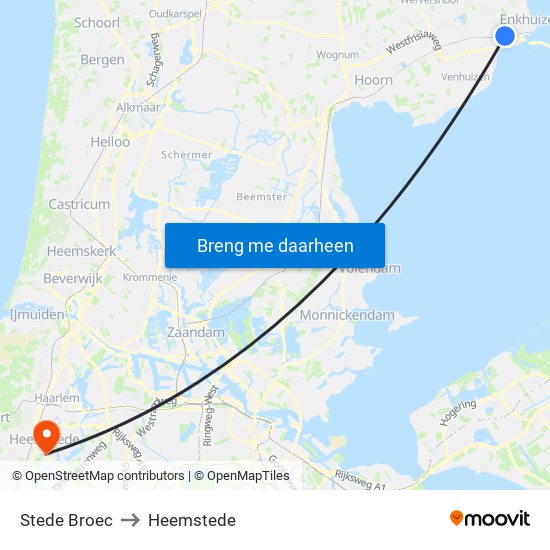 Stede Broec to Heemstede map