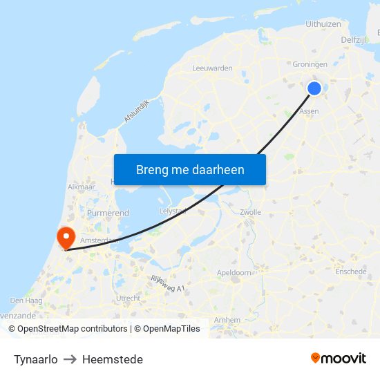 Tynaarlo to Heemstede map