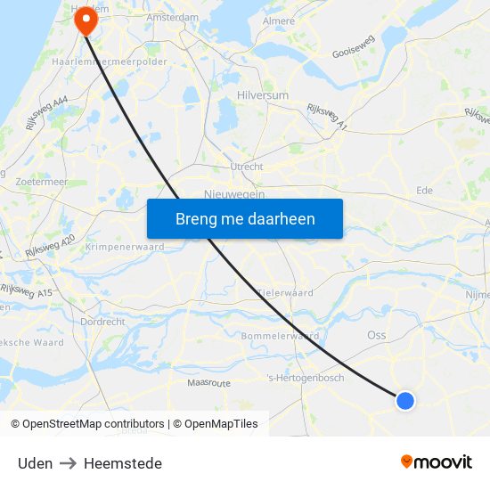 Uden to Heemstede map