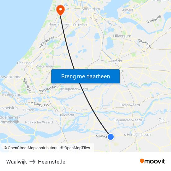 Waalwijk to Heemstede map