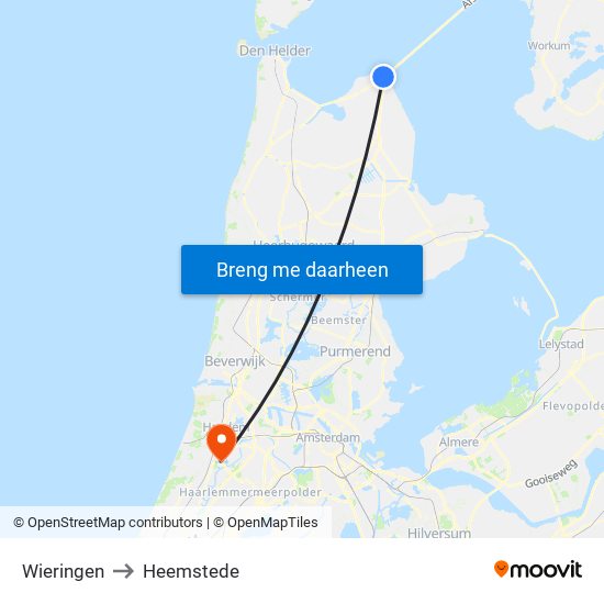 Wieringen to Heemstede map