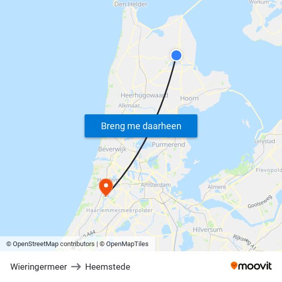 Wieringermeer to Heemstede map