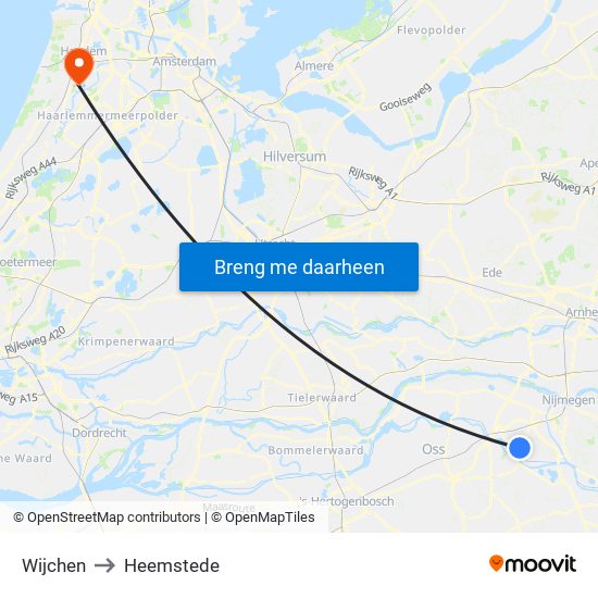 Wijchen to Heemstede map