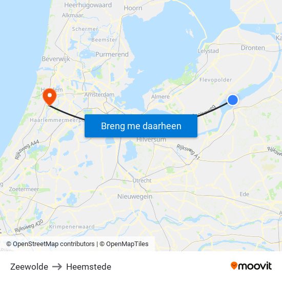 Zeewolde to Heemstede map