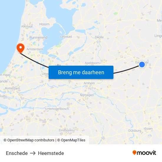 Enschede to Heemstede map