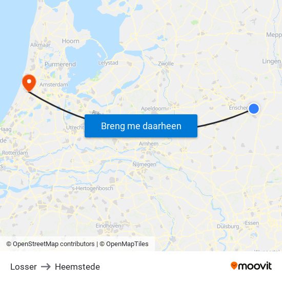 Losser to Heemstede map