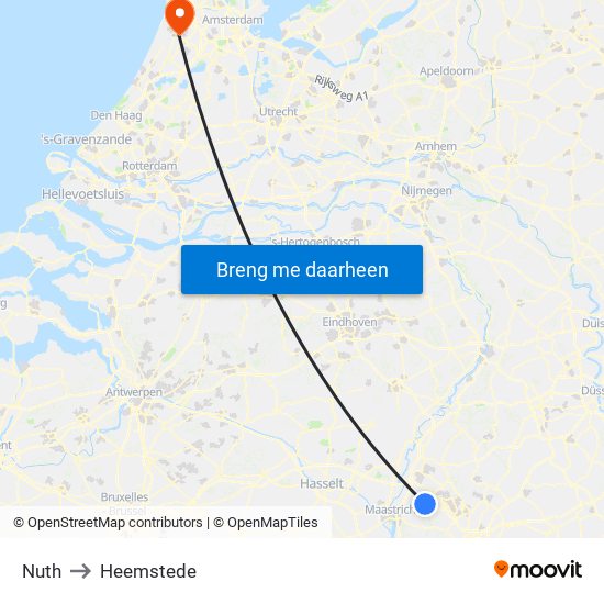 Nuth to Heemstede map