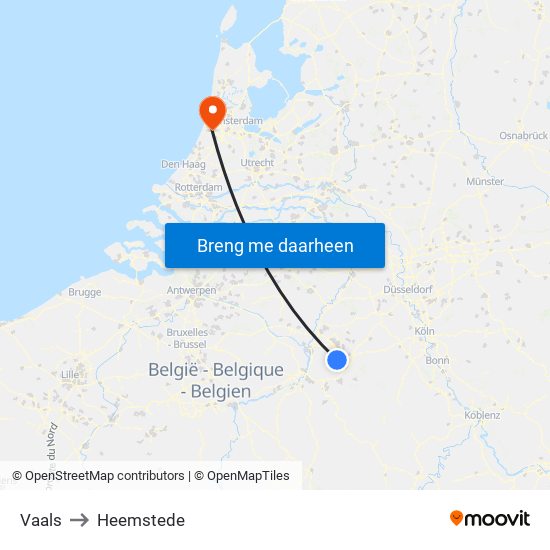 Vaals to Heemstede map