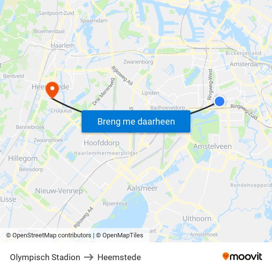 Olympisch Stadion to Heemstede map