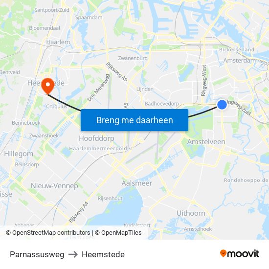 Parnassusweg to Heemstede map