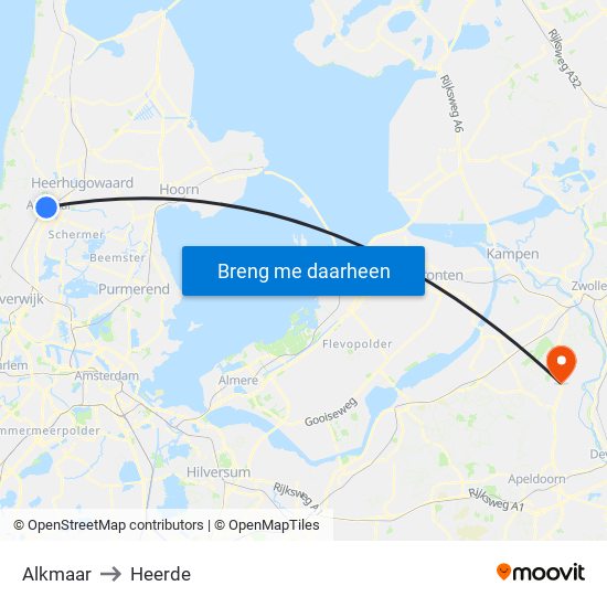 Alkmaar to Heerde map