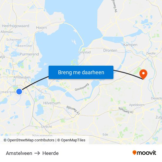 Amstelveen to Heerde map