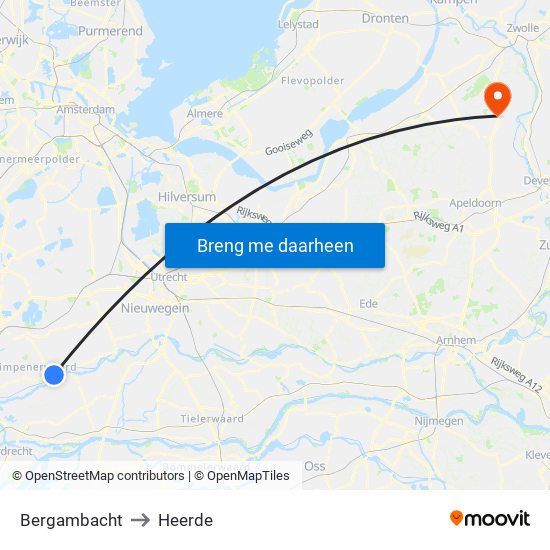 Bergambacht to Heerde map