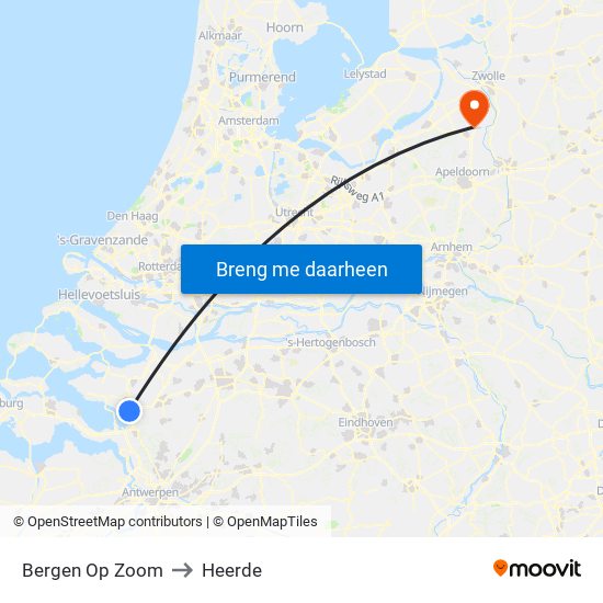 Bergen Op Zoom to Heerde map