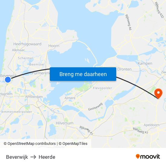 Beverwijk to Heerde map
