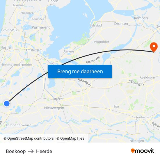 Boskoop to Heerde map