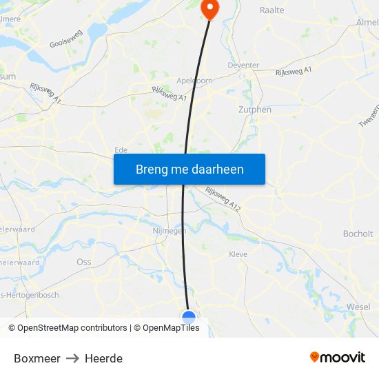 Boxmeer to Heerde map