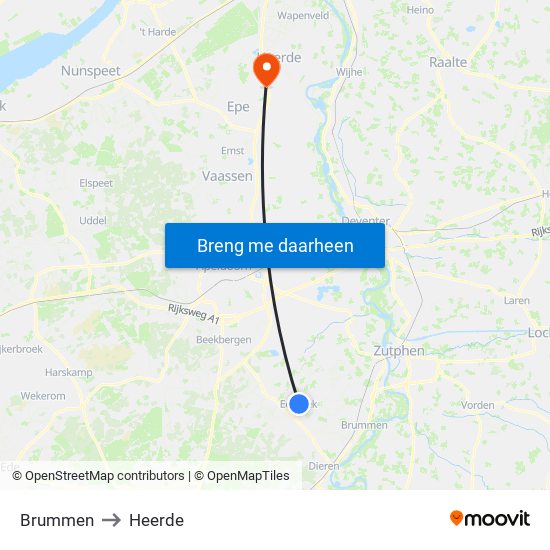 Brummen to Heerde map