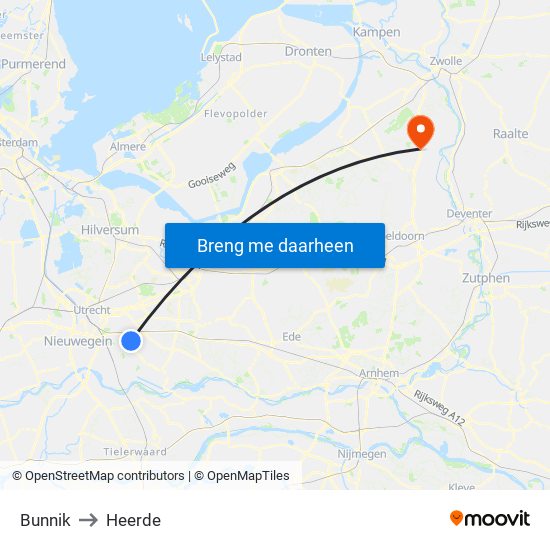Bunnik to Heerde map
