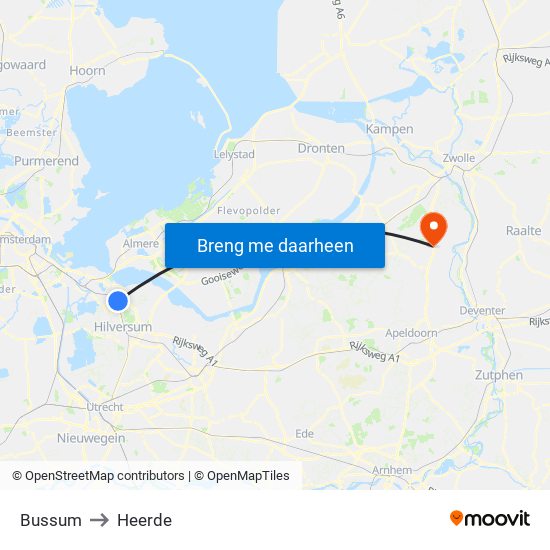 Bussum to Heerde map