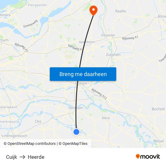 Cuijk to Heerde map