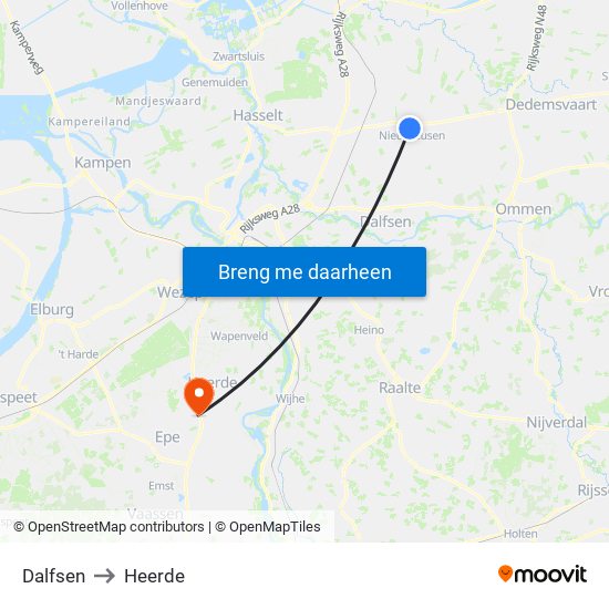 Dalfsen to Heerde map