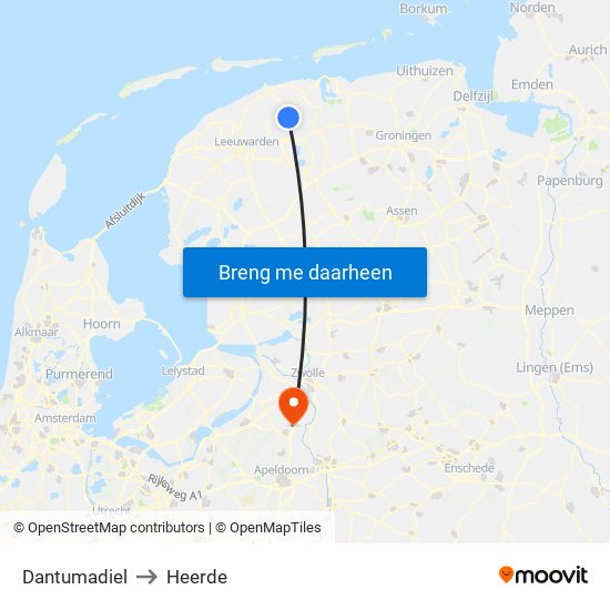 Dantumadiel to Heerde map