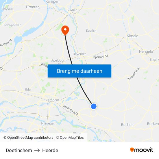 Doetinchem to Heerde map