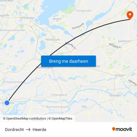 Dordrecht to Heerde map